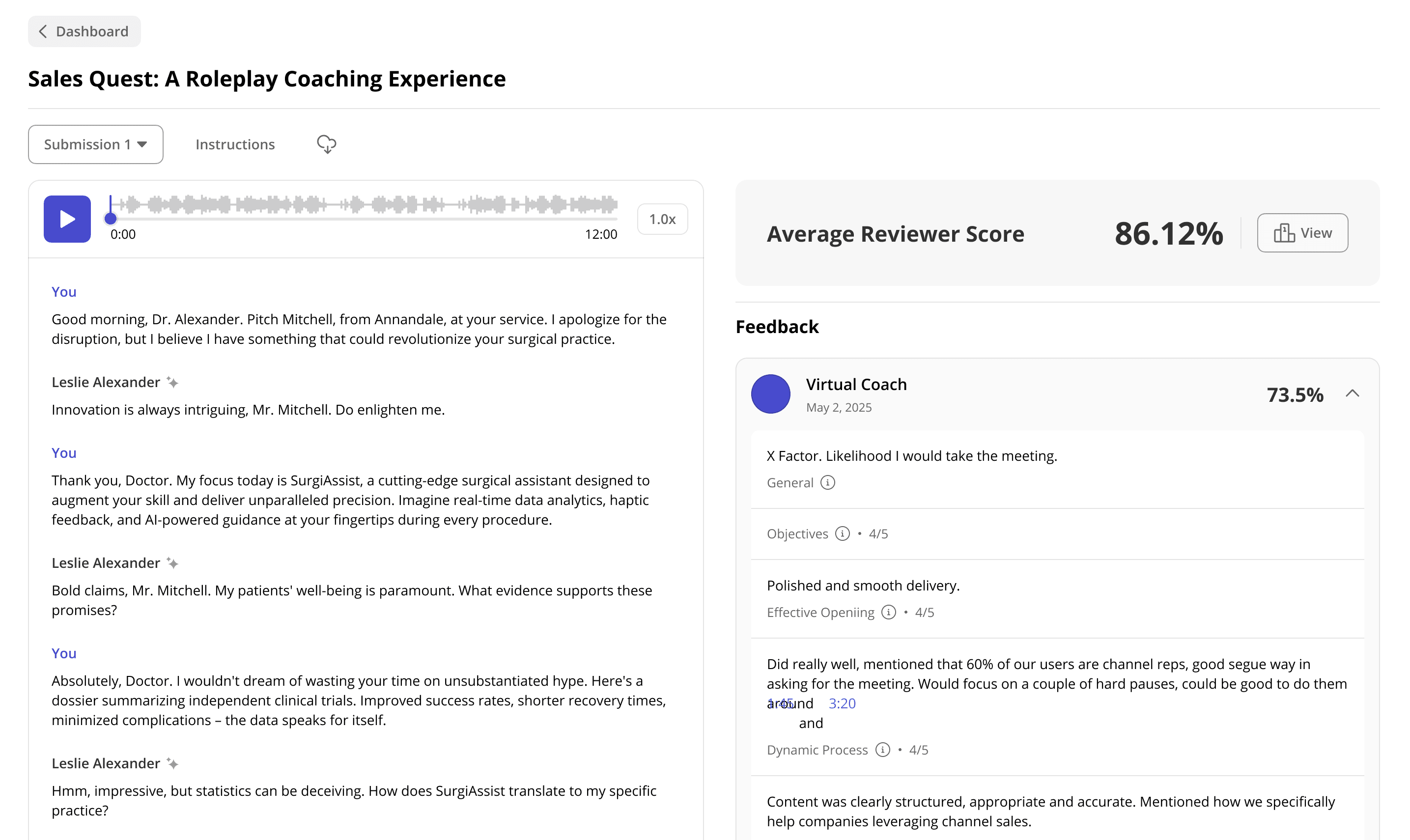 Roleplay feedback demo