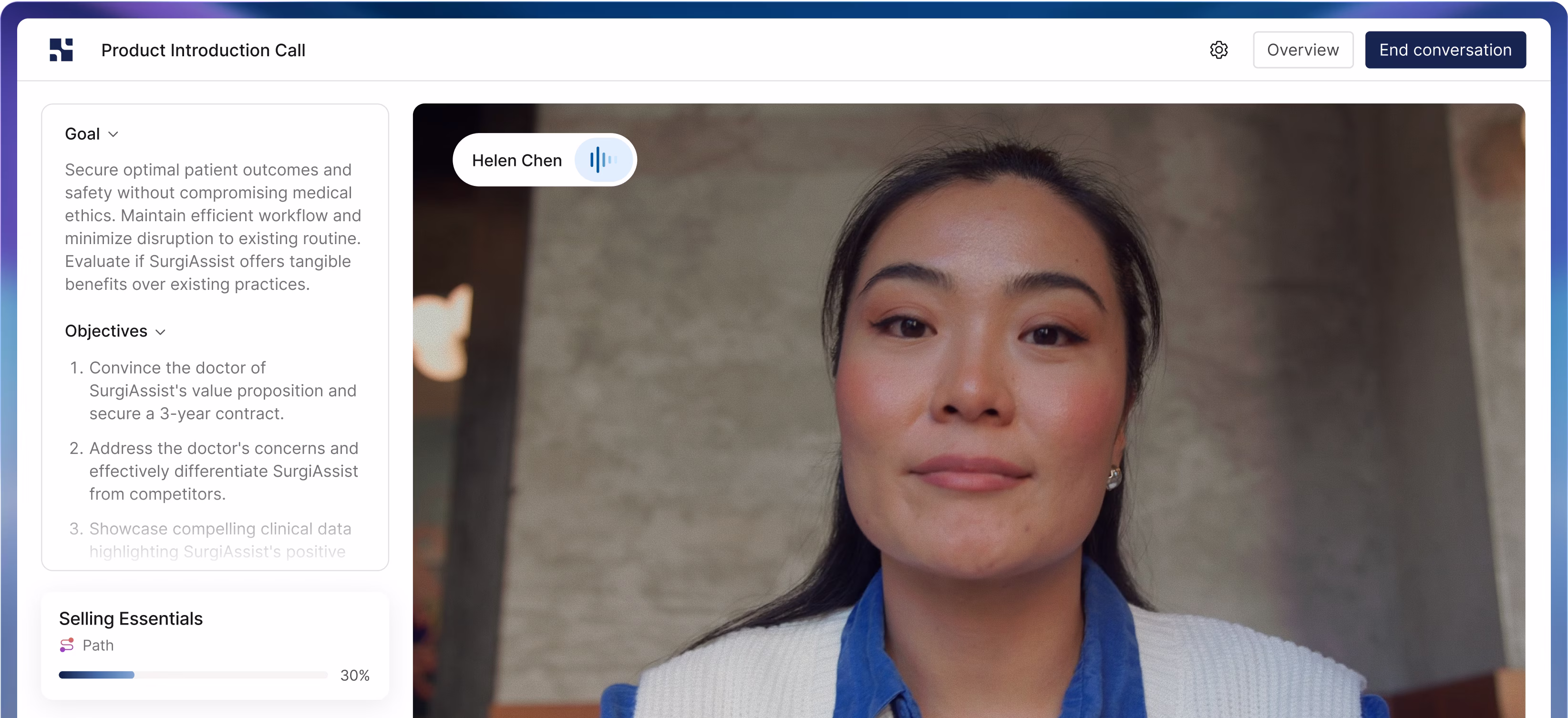 Showpad Roleplay AI conversation interface
